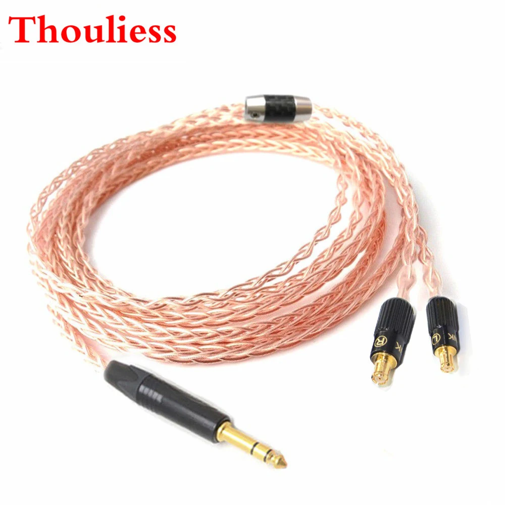 

Thouliess HIFI Handmade 1/4" 6.35 mm Hand Made 8 Croes Single Crystal Copper Headphone Upgrade Cable for CKS1100 E40 E50 E70