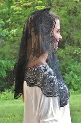 Black Chapel Shawl Scarf Catholic Veil Spanish Lace Mantilla Lace Veil