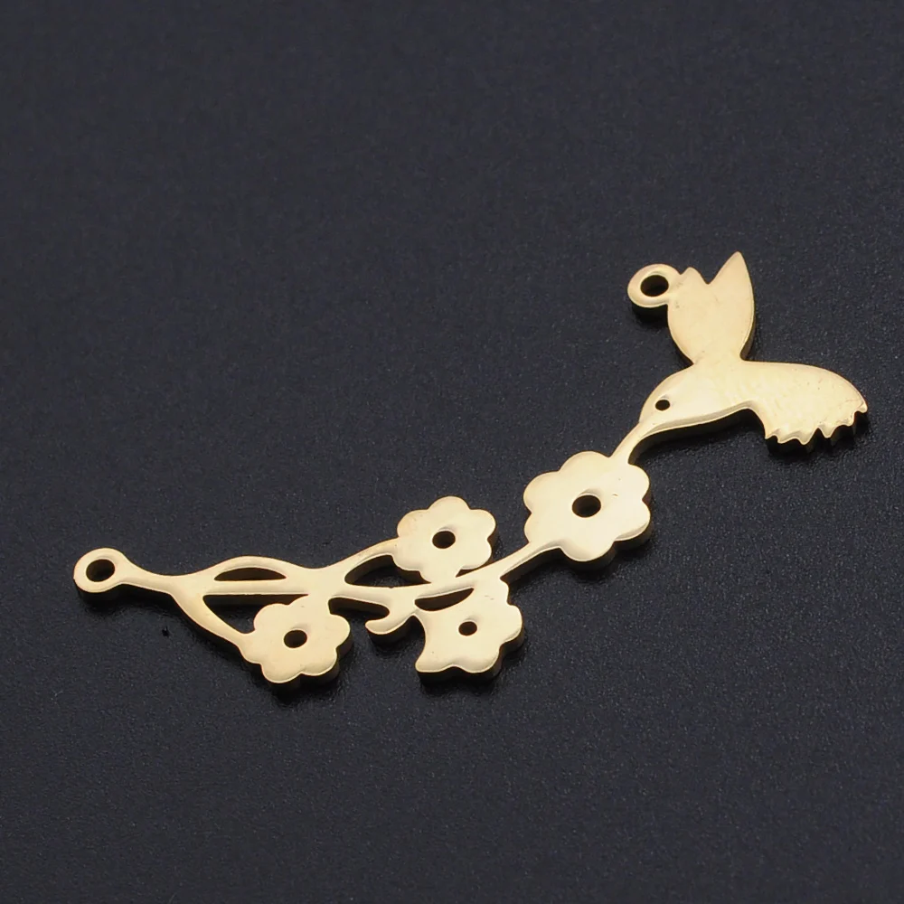 10pcs/lot Flower Leaf DIY Charms Wholesale 316 Stainless Steel Natural Bird Connectors Charm Turtle leaves  Jewelry Pendant