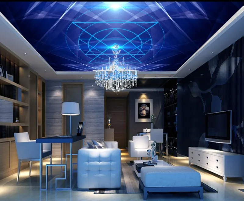 

Blue dreamy dynamic line fashion KTV ceiling mural 3d ceiling murals wallpaper