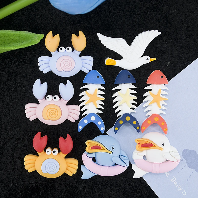 

2200pcs Kawaii Resin Sailboat/Dolphin/Seagull/Crab/Fish Miniature Flatback Cabochon Art Supply DIY Craft Decoration Kid's toy