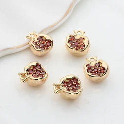 Copper Inlaid Zircon Charms Fruit Pomegranate Pendant Charms 2pcs/lot For DIY Jewelry Making Finding Accessories