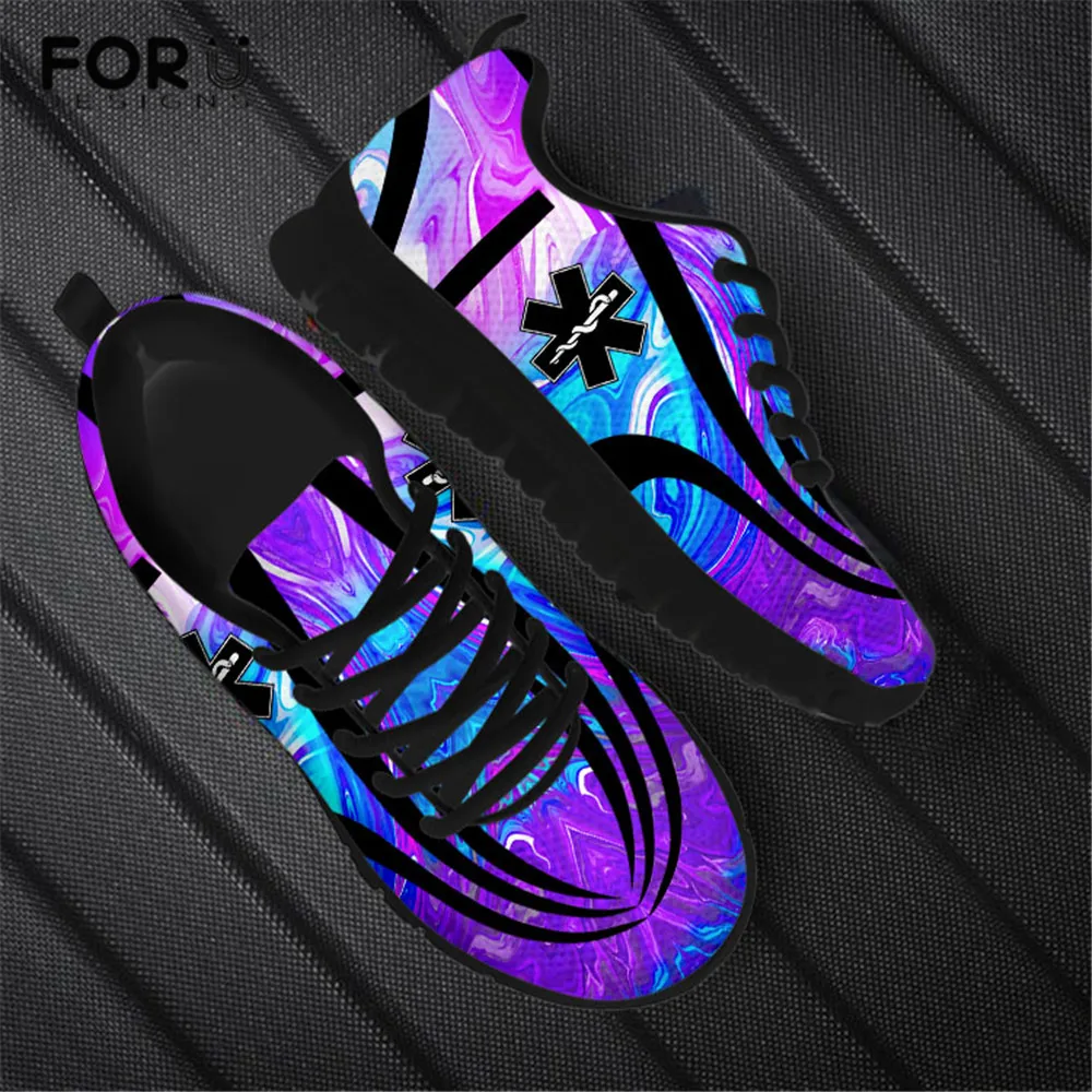 FORUDESIGNS Drop Ship 1pcs Ladies Shoes Paramedic EMT EMS Printed Casual Summer/Autumn Flats Women Shoes Woman Air Mesh Zapartos