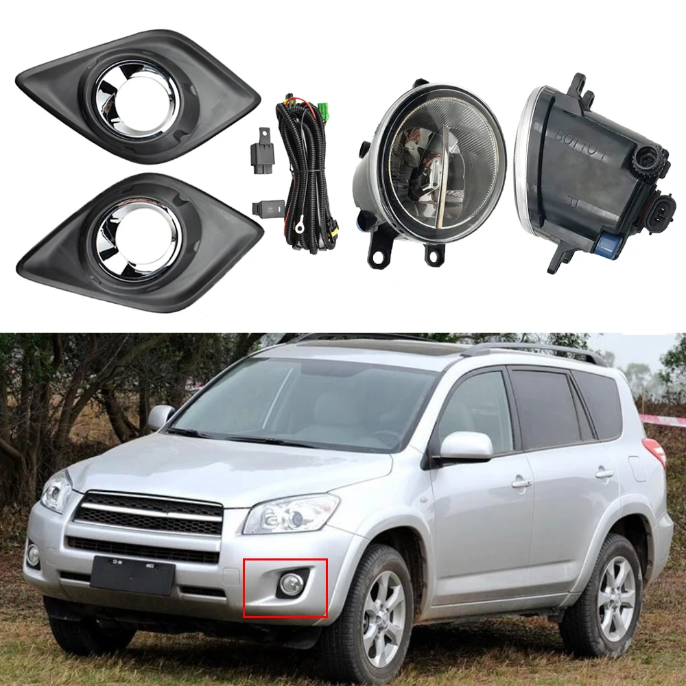 ABS Plastic Front Lower Fog Light Cover Lamp Hoods Cover and Wire harness Fit for RAV4 2009/201/2011/2012 Fog Lamp kit