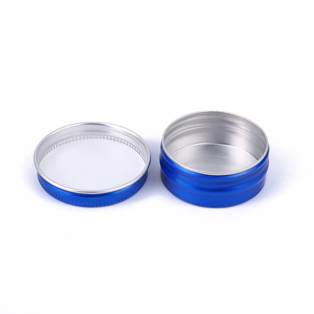 50Pcs Screw Top Blue Aluminum Tin Jar Metal Storage Can Containers for Lip Balm Cosmetic Candles Salve Make Up 0.5 Oz 1 Oz 2 Oz