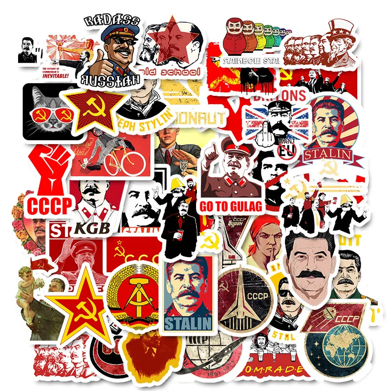 50Pcs World WarII Russian Comrade Joseph Stalin Leninist Political Propaganda Soviet Union USSR CCCP Poster Retro Stickers