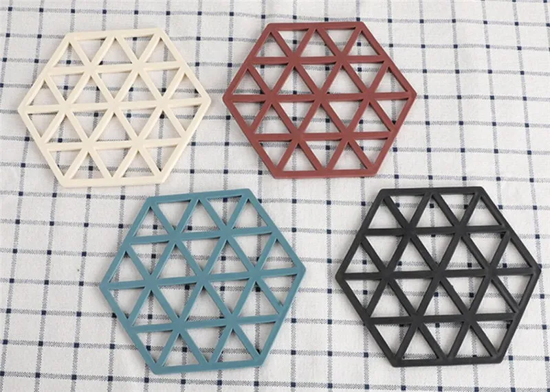 Hot 200pce/lot Hexagon Silicone Tableware Insulation Mat Coaster Cup Hexagon Mats Pad Heat-insulated Bowl Placemat