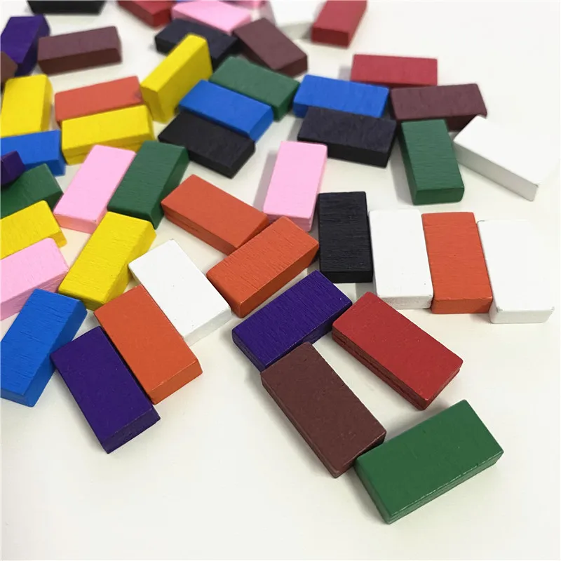 100Pcs Colorful Brick marks 20*10*5mm Cuboid Wood Chess Game pieces For tokens Board Games Accessory 10 Colors