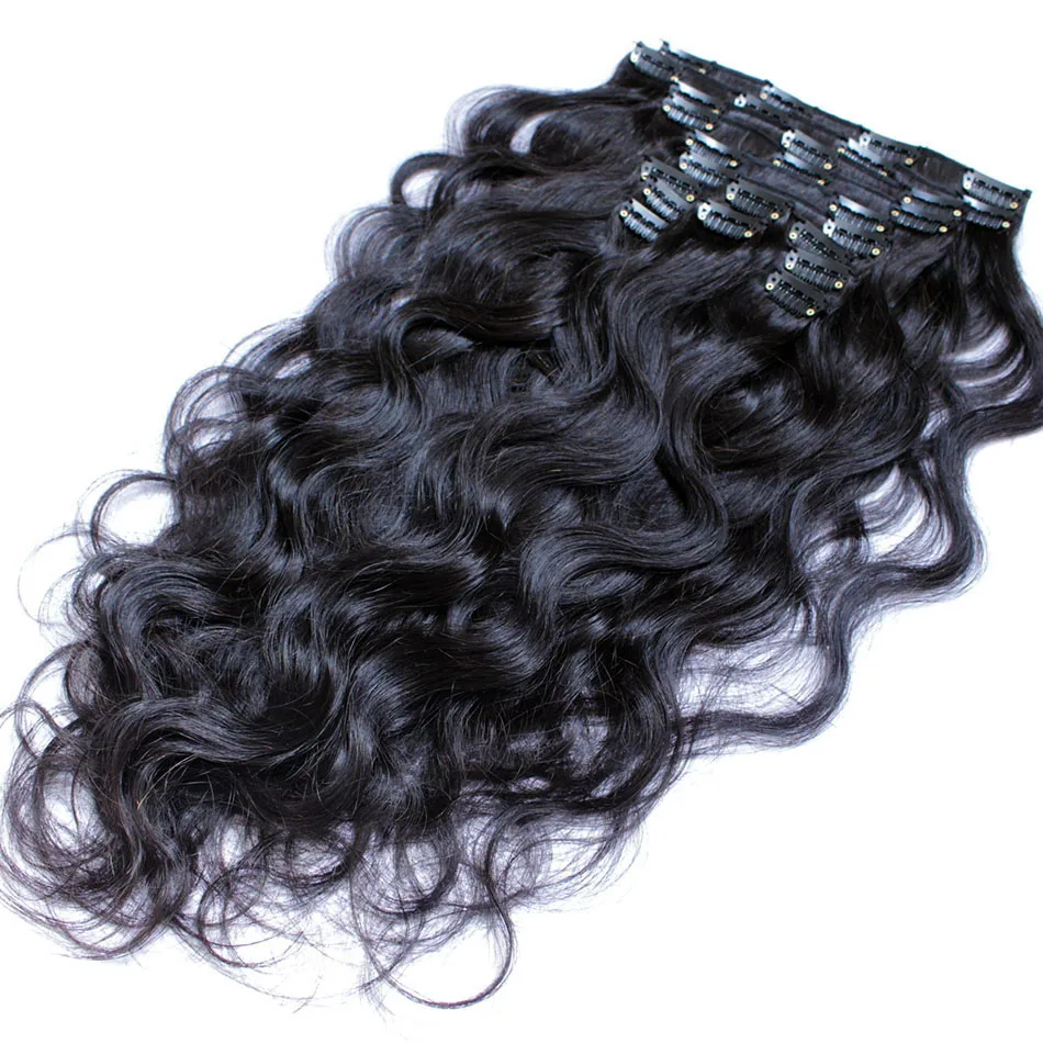 Clip In Body Wave Remy Human Hair Extensions 10 Pcs/Set Natural Color Brazilian Hair Clip Ins