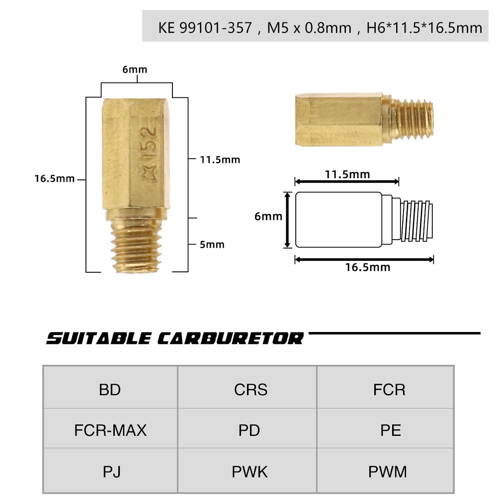 ZSDTRP-piezas de chorro principal para carburador, rosca para BD CRS, FCR, M5, PD, PE, PJ, PWK, PWM, inyector de carburadores, tamaño de boquilla