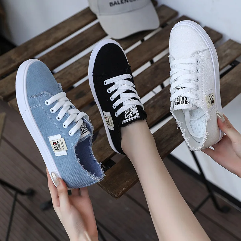 Women Casual Shoes New Spring Women Shoes Fashion Denim White Blue Black Sneakers Breathable Women Sneakers