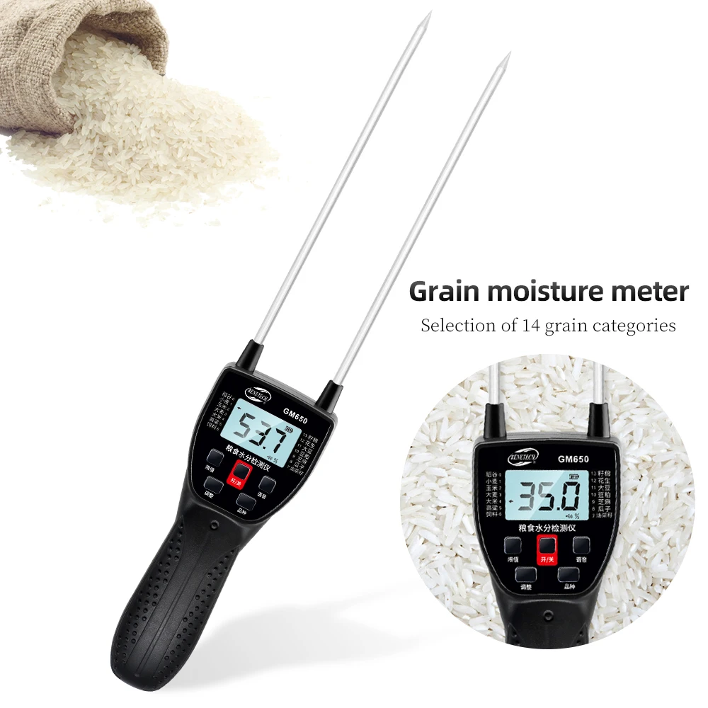 Garden Grain Moisture Meter Hygrometer Smart Sensor Moisture Meter GM650 Garden Grain Tool For Corn Wheat Rice Bean Fodder Seed