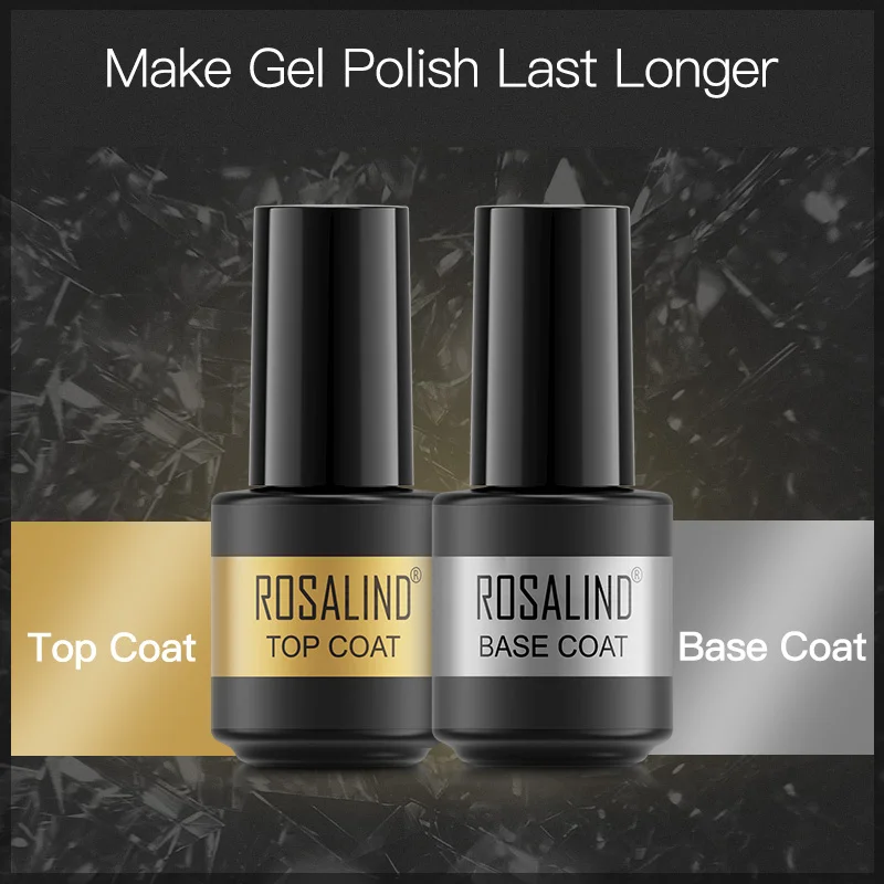 ROSALIND Smalto Gel 7ML Top Coat Lampada UV Gel Soak Off Rinforzare Unghie artistiche a lunga durata Gel per manicure Lak Vernice Primer Lacca