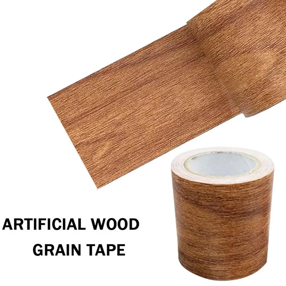 4.57m/Roll Realistic Wood Grain Repair Adhensive Duct Tape Furniture Renovation Skirting Line Floor Sticker Home Decor 