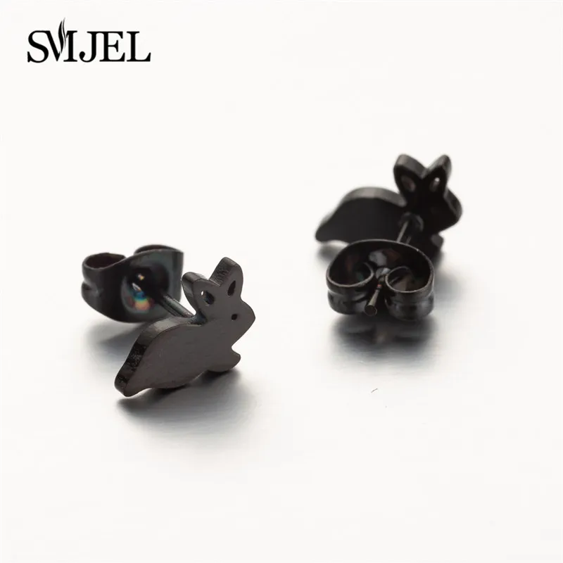 SMJEL Fashion Small Triangle Stud Earrings for Women Girls Christmas Jewelry 2024 Cat Rabbit Deer Animal Earring Love Heart Stud