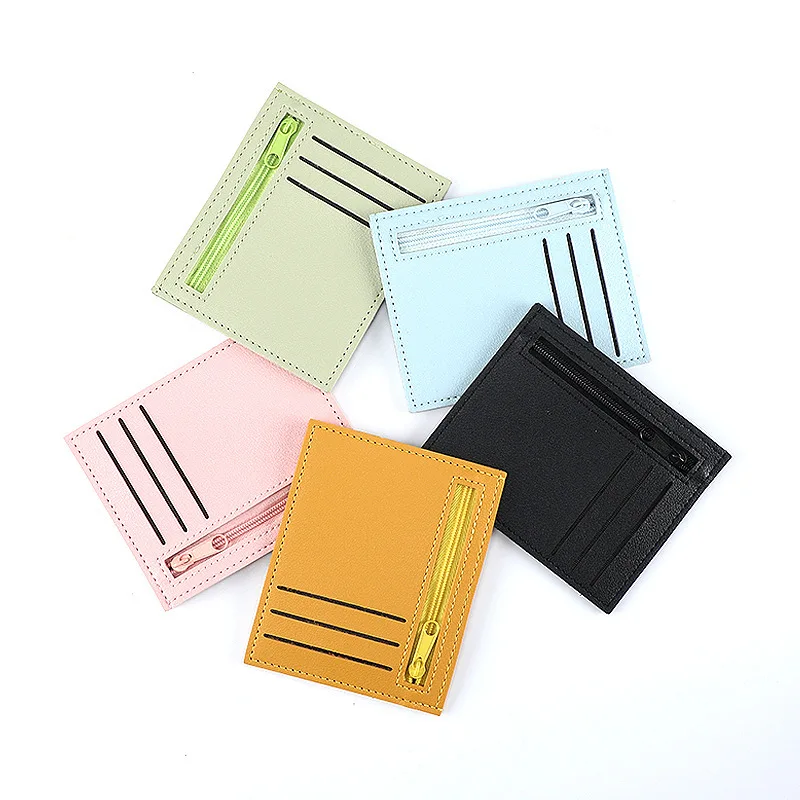 Fashion PU Leather Business Card Holder Case Pocket Solid Color Money Bag Women Men Clutch Organizer Wallet Small Coin Purse