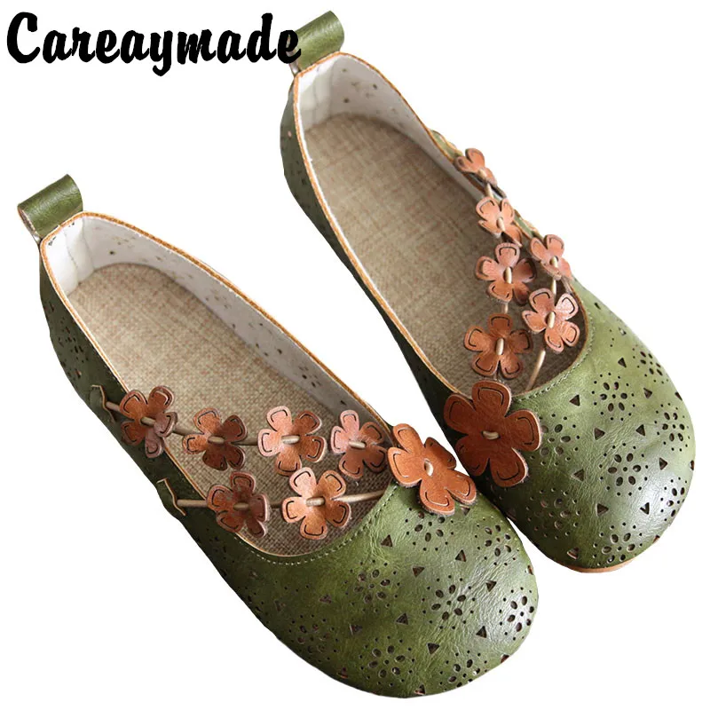 Careaymade-Fee retro flacher mund der einzelnen schuhe frauen künstlerische weiche sohlen flache schuhe blume schuhe höhlte heraus atmungs