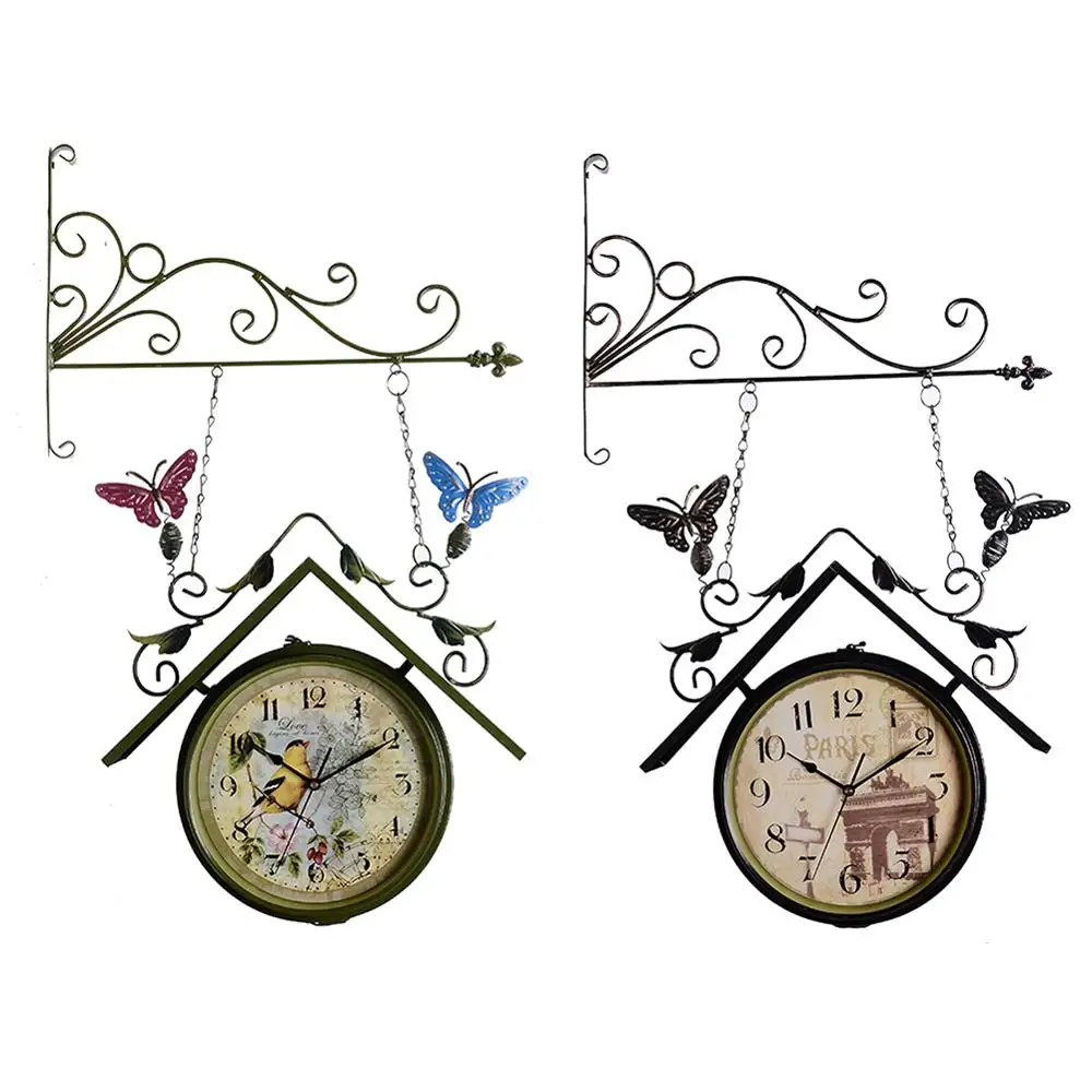 

Wall Mounted Clock Indoor Dual Sided Wall Hanging Clock Bracket Mounted Outdoor Clock Wall Clock For Home Garden