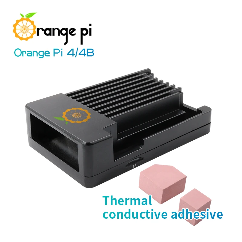 Orange Pi Aluminum Alloy Black Protective Case+Thermal conductive adhesive,Suitable for Orange PI4/4B Boards ONLY
