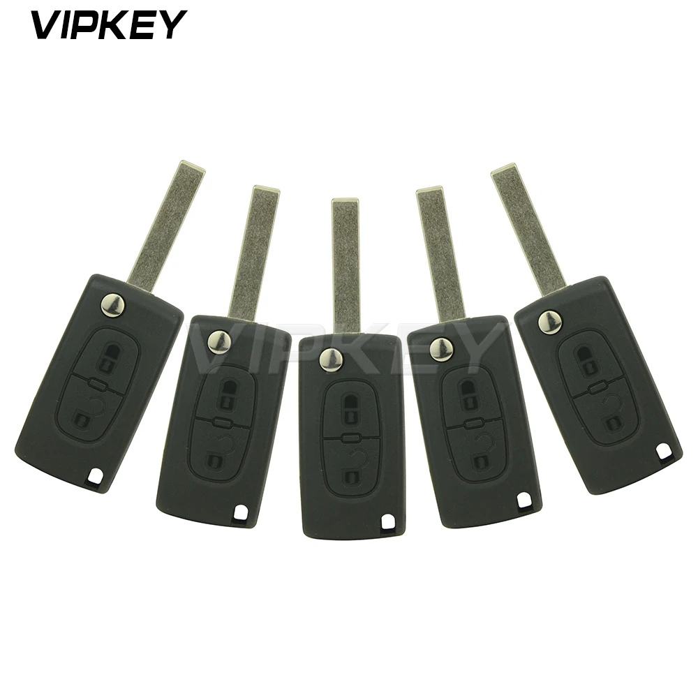 

Remtekey 5pcs CE0536 MODEL 207 307 308 2 Button 434mhz HU83 Key Blade For Peugeot Citroen Car Flip Remote Key Remotekey