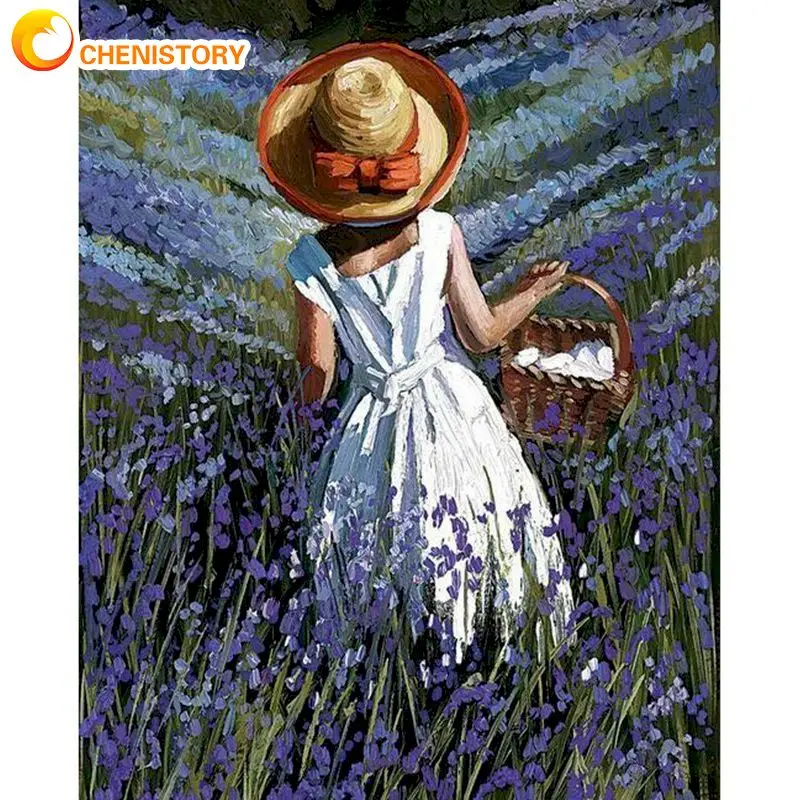 CHENISTORY Little Girl In Grass Paint By Numbers Kits For Adults Children 40x50cm Frame Acrylic Pigment Color On Canvas Home Dec