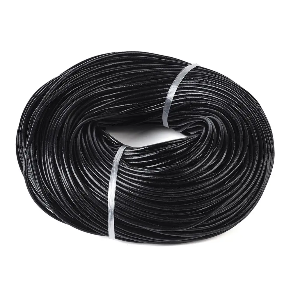 100M 1 1.5 2.5 3 4mm Cowhide Leather Cord Black Leather Jewelry Rope String for DIY Bracelet Neckacle  Jewelry Making