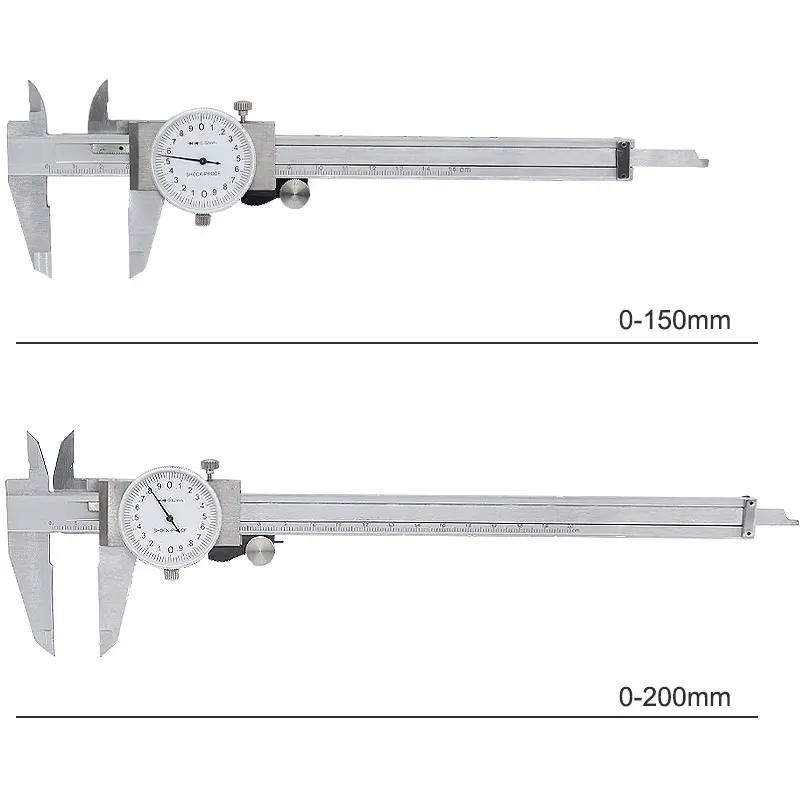 Dial Calipers High Precision Metal Vernier Calipers Shockproof Height Depth Inner Outer Diameter Tester 0-200 mm Measuring Tools