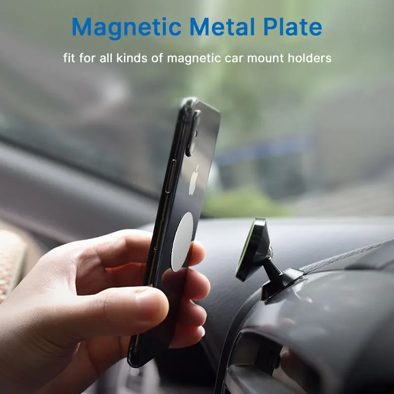 Placa magnética de Metal para soporte de teléfono para coche, soporte Universal de hierro, adhesivo de disco, soporte magnético para teléfono móvil