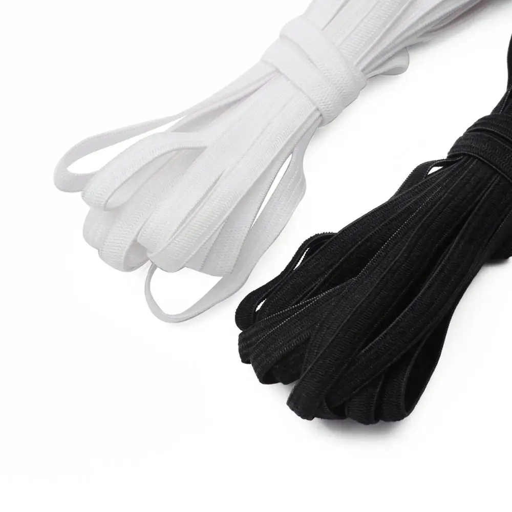 

5 ярдов (около 4,5 м) * тканая обувь на плоской подошве с прошитая вручную с эластичной нитью шнур Эластичная лента швейные эластичная веревка Белый Черный Цвет