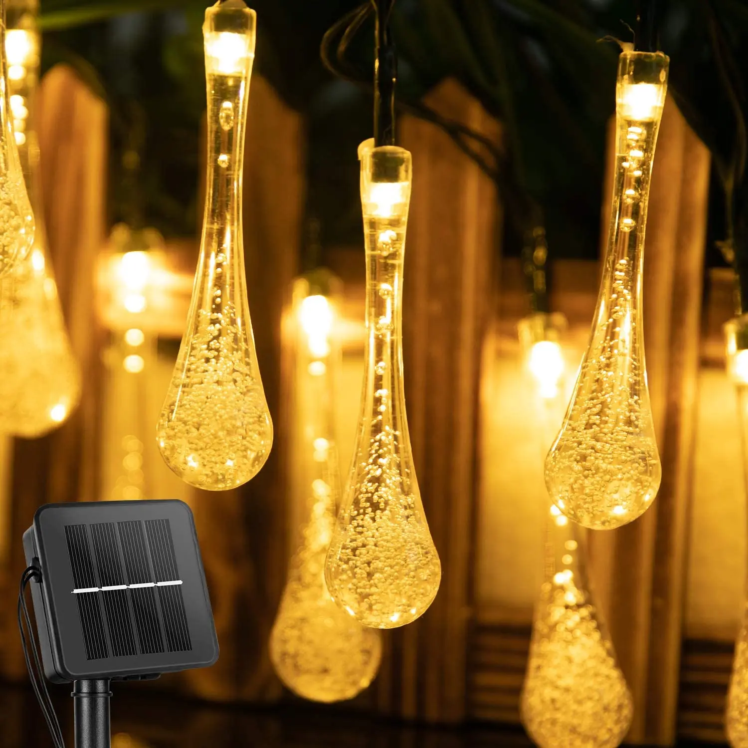 30 LEDs 6.5m Waterdrops Solar Outdoor Light String IP65 Waterproof Fairy Lamps Solar Garden Street Garlands Christmas Decoration