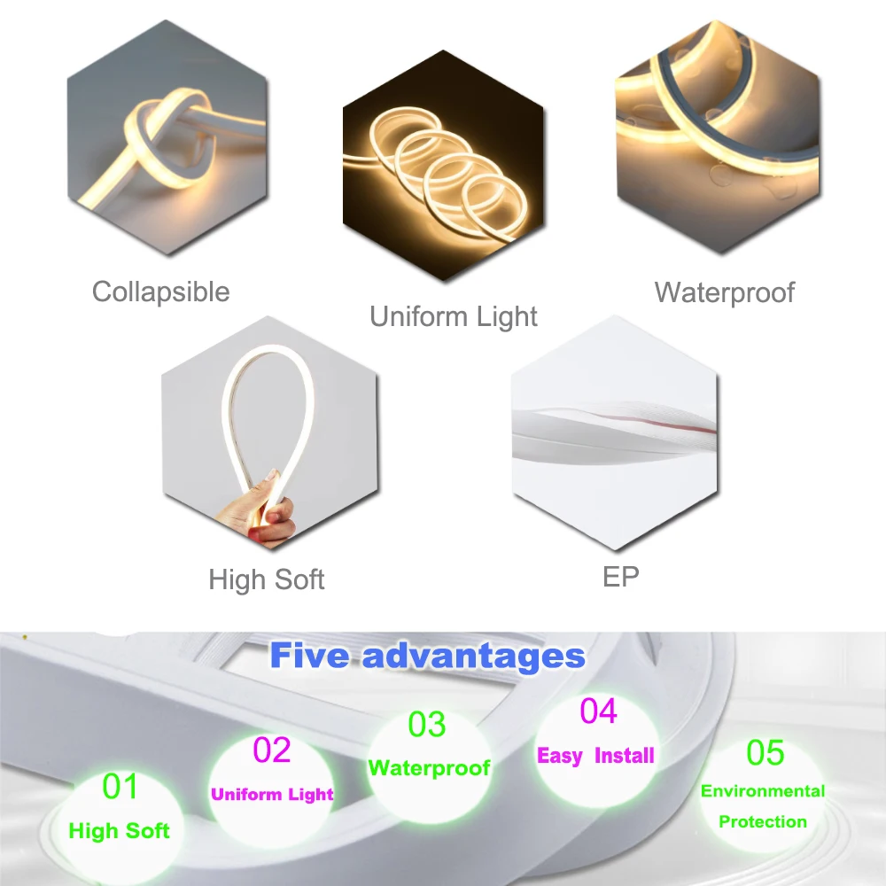 LED Neon Rope Tube Flexible led Strip Light black Silica Gel Soft Lamp Tube SK6812RGBW WS2811 WS2812B 5050 IP67 Waterproof