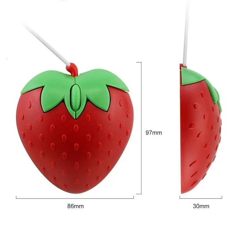 3D Mini Cute Cartoon Strawberry Wired Mouse USB Optical Mice For Laptop PC Gamer Girl Strawberry Mouse Computer Mouse Gaming