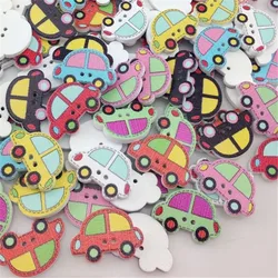 50Pcs Car Pattern Wood Buttons For DIY Craft Scrapbooking Decorative Accessories 25x20mm WB20