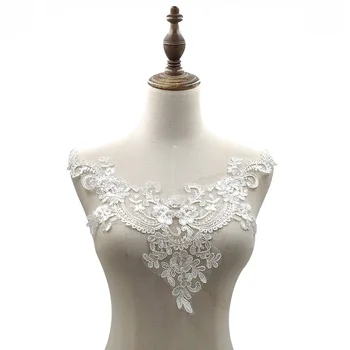 자수 칼라, 그물 백업 폴리에스터 가벼운 실크 자수 가짜 칼라 웨딩 액세서리, 버스트 칼라 diy 레이스 액세서리, 2 개