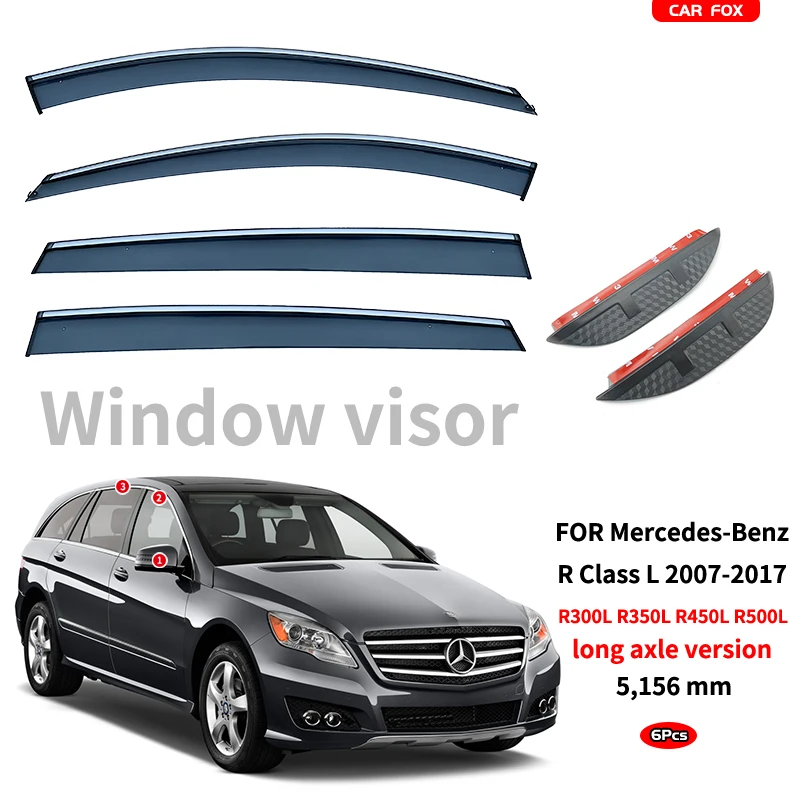 

Пластиковый козырек для окон Mercedes Benz R Class W251 R300L R350L R450L 2007-2017