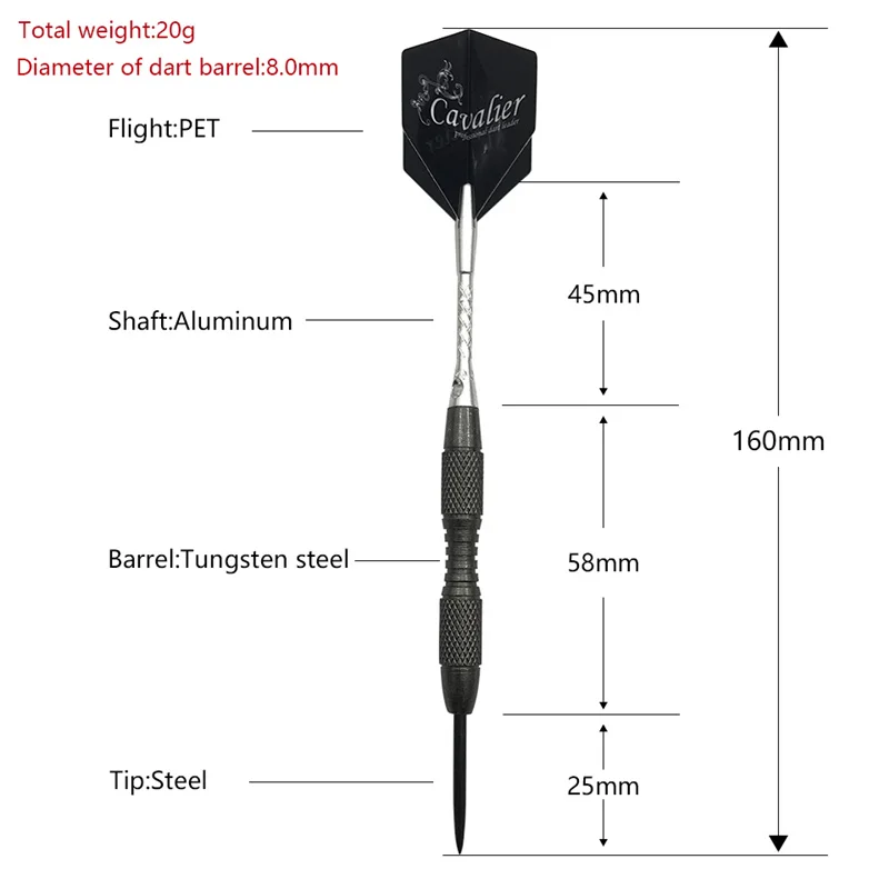 高品質のスチールチップを備えたタングステンカーバイドバレル,20g,3個,新品,長さ16cm,シルバー,ホワイト,シャフト,接着剤