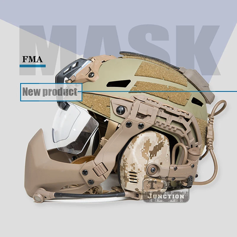 Tactical Mandible Guard Protector Half Mask w/ Side Rail Universal Foldable Guide Half Face Mask For FAST MICH MARITIME Helmet