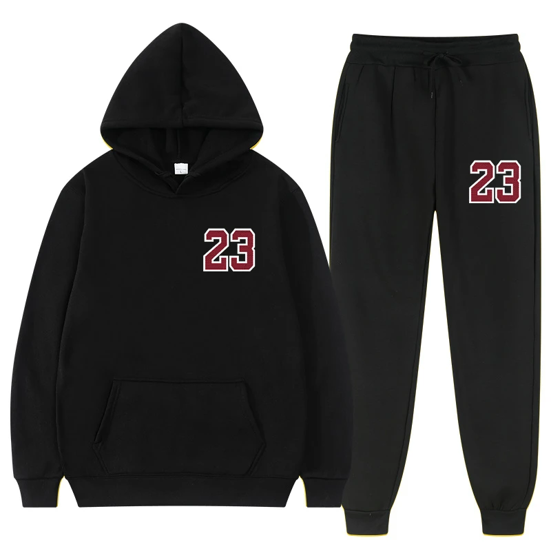 2 Pieces Set Men‘s Suits Solid Sets Women Sweatshirts Sweatpants Fashion Tracksuit Hoodies Spring Autumn Fleece Hooded Pullover