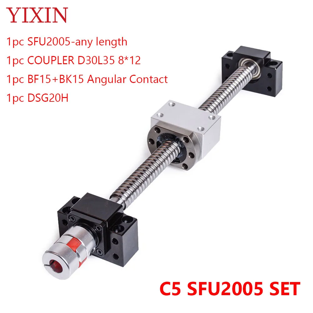 Ballscrew Grupo Sfu2005 Tamanho Personalizável Extremidade Usinada Ballnut Nut Housing bk Bf15 Suporte Final Acoplador Rm2005 Sfu2005 c5
