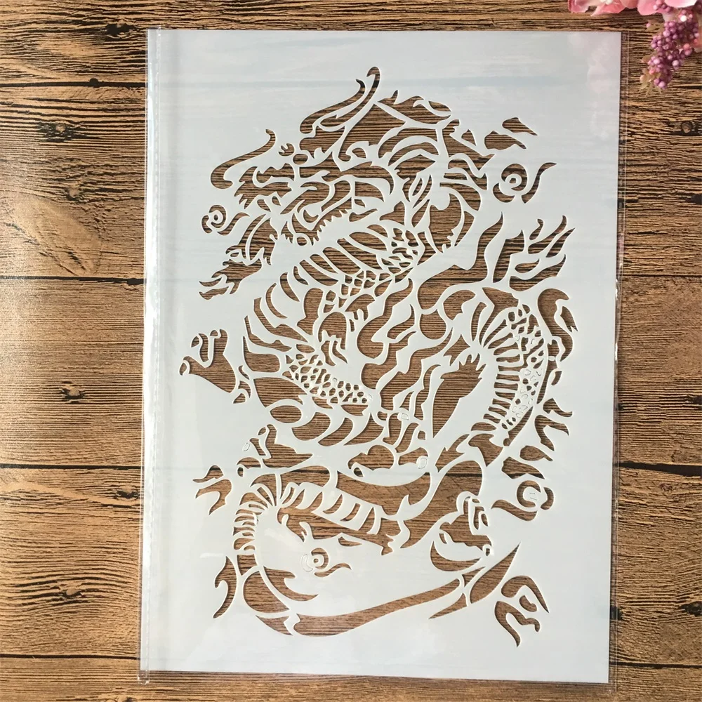 A4 29cm Dragon Magic DIY Layering Stencils Wall Painting Scrapbook Coloring Embossing Album Decorative Template