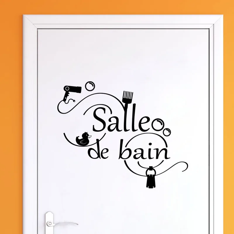 Spanish Bathroom Door Sticker Decal Salle De Bain Duck Bubble Bath Door Stickers Decals Home Decor