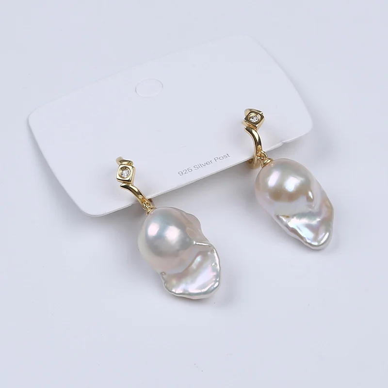 

New Fashion Mars bead Pendant Earring Freshwater Baroque pearl earrings For women Trendy Jewelry