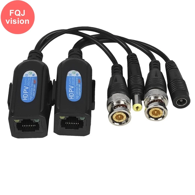 Convertidor de vídeo pasivo Balun BNC a transceptor RJ45 para cámaras 2MP 4MP 5MP 8MP CVI/TVI/AHD, 2 pares