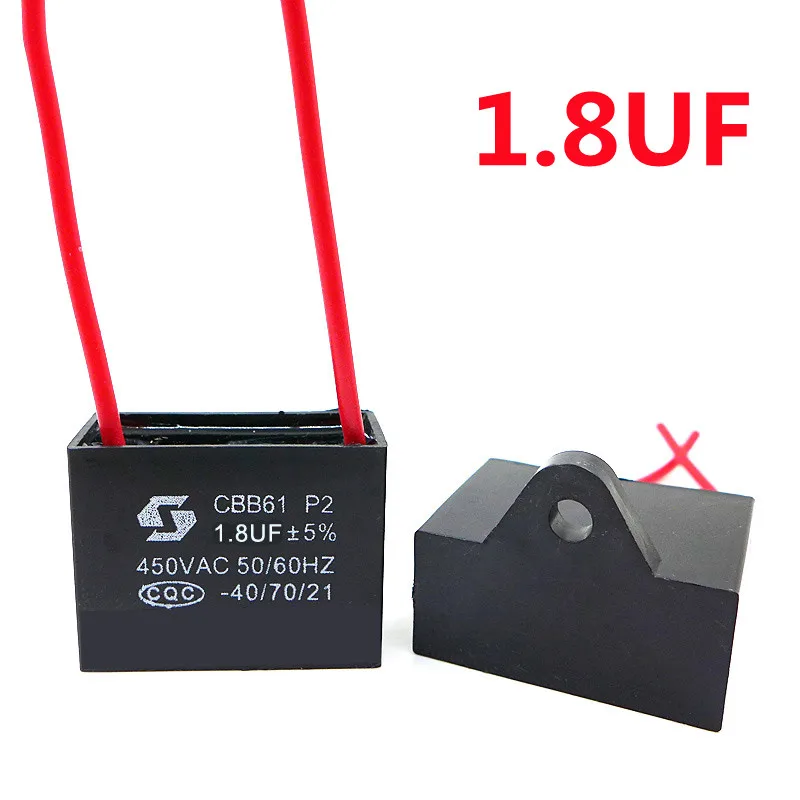 CBB61 450V 1uF~6uF Terminal Ceiling Fan Motor Running Rectangle Capacitor