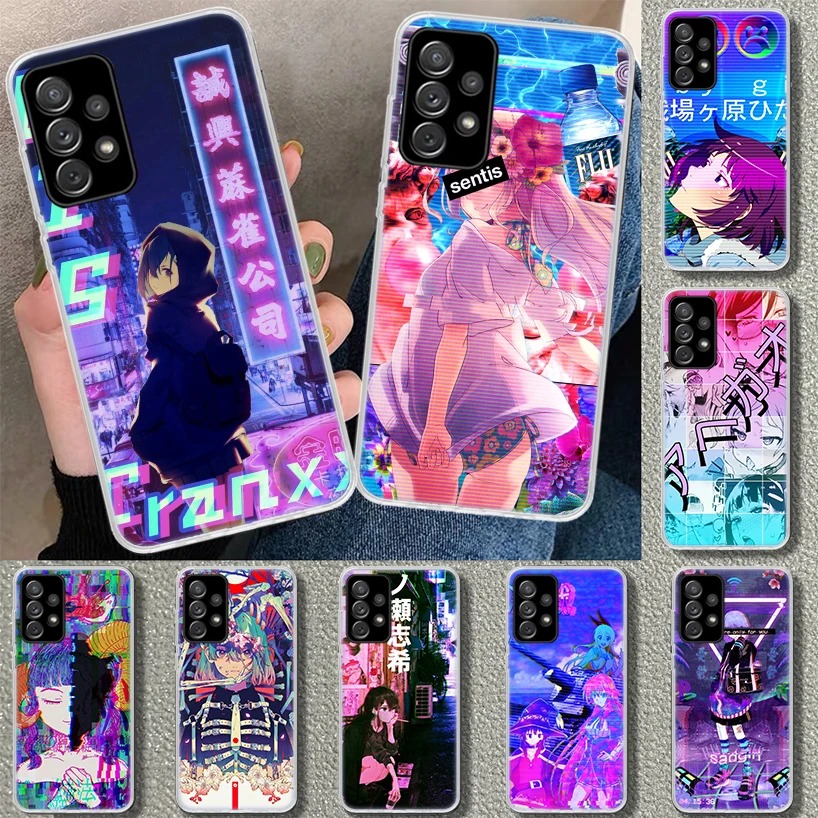 Vaporwave Glitch Anime Phone Case Cover For Samsung Galaxy A51 A71 A50 A70 A40 A30S A20E A10 A41 A31 A21S A11 A01 A6 A7 A8 A9