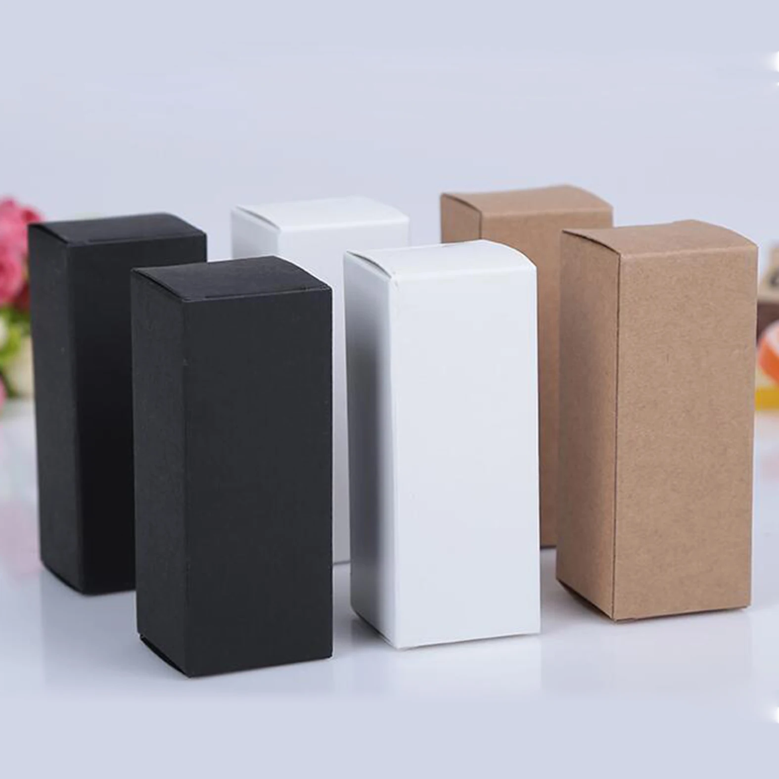 

100pcs- 1.6*1.6*14cm Blank Kraft Paper Pen Box White Paper Black Paper Eyeliner Pen Lipstick Sample Gift Packaging Boxes