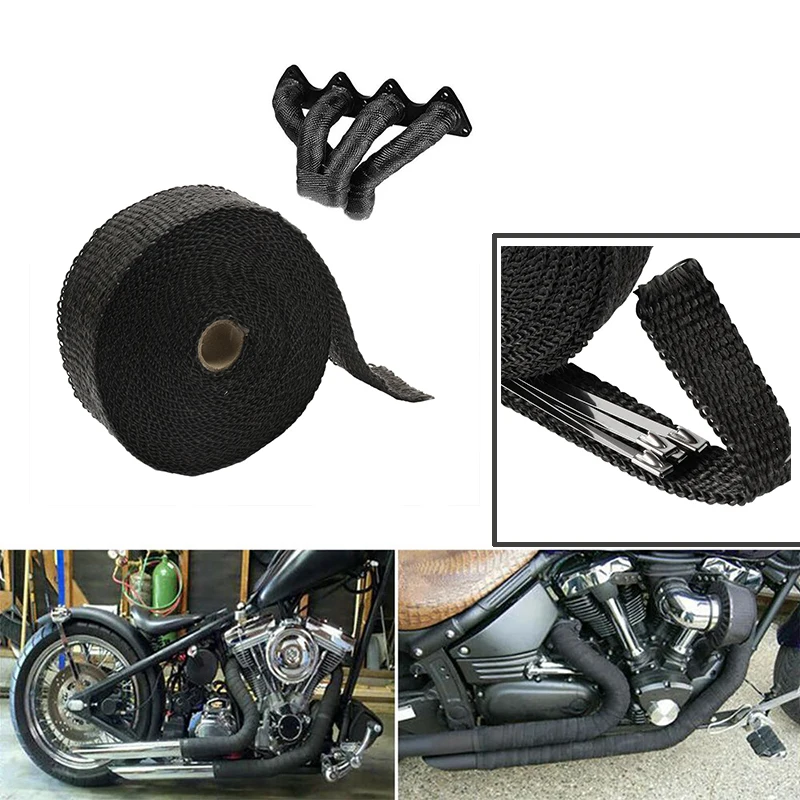 5M Motorcycle Exhaust Heat Insulation Strip Glass Fiber Roll Thermal Conductive Tape Good Quality Insulated Stainless Steel