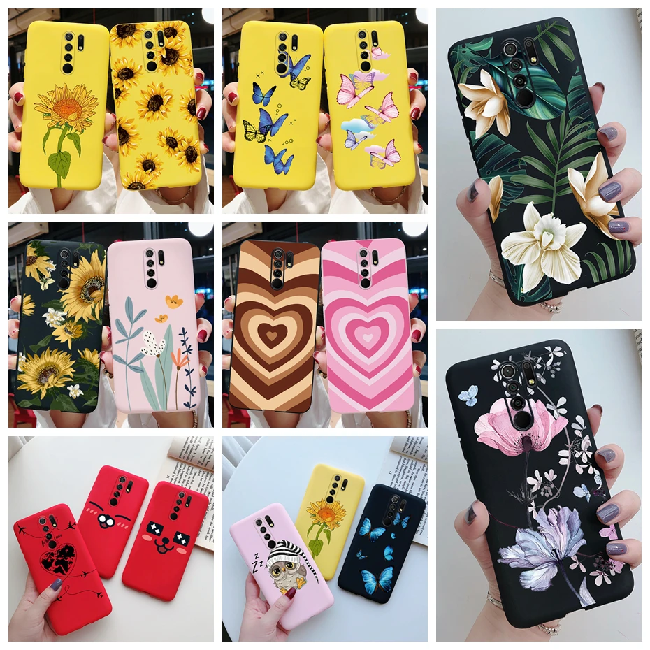 For xiaomi redmi 9 Case redmi9 Silicone Love Heart Sunflower Phone Back Cover For Redmi 9 Tpu Soft Case For Xiaomi Redmi 9 Coque