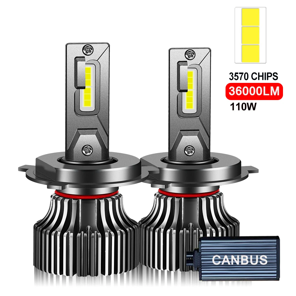 

2PCs 110W 36000LM Headlight H7 LED Canbus H1 H4H8 H9 H11 9005 9006 HB3 HB4 Led Bulb Turbo Lamp For Car 12V Truck 6000K 24V