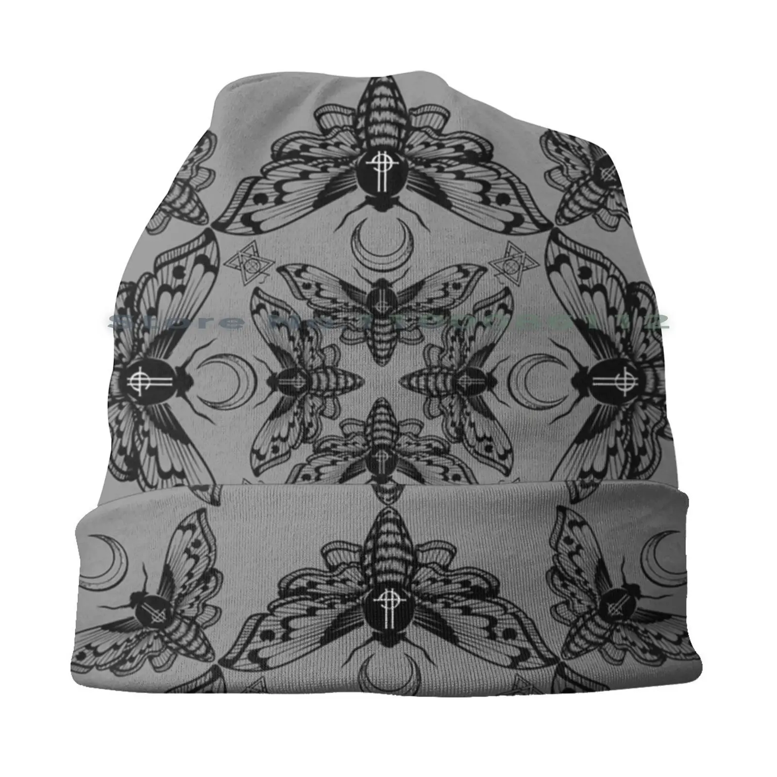 Ghost Cirice Moth Kaleidoscope Beanies Knit Hat Ghost Bc Moth Music Band Fanart Pattern Logo Papa Emeritus Nameless Ghoul Moon